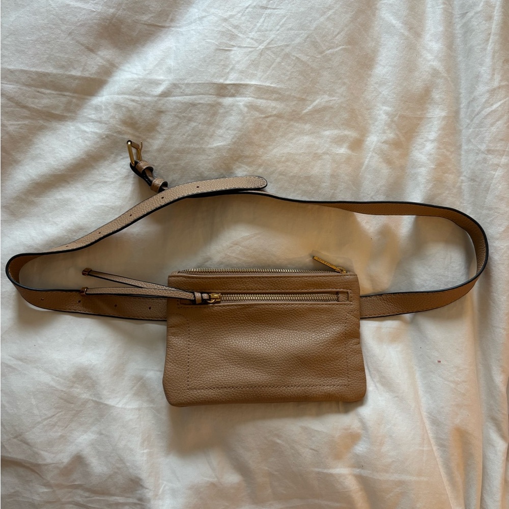 Elegant Tan Leather Belt Bag